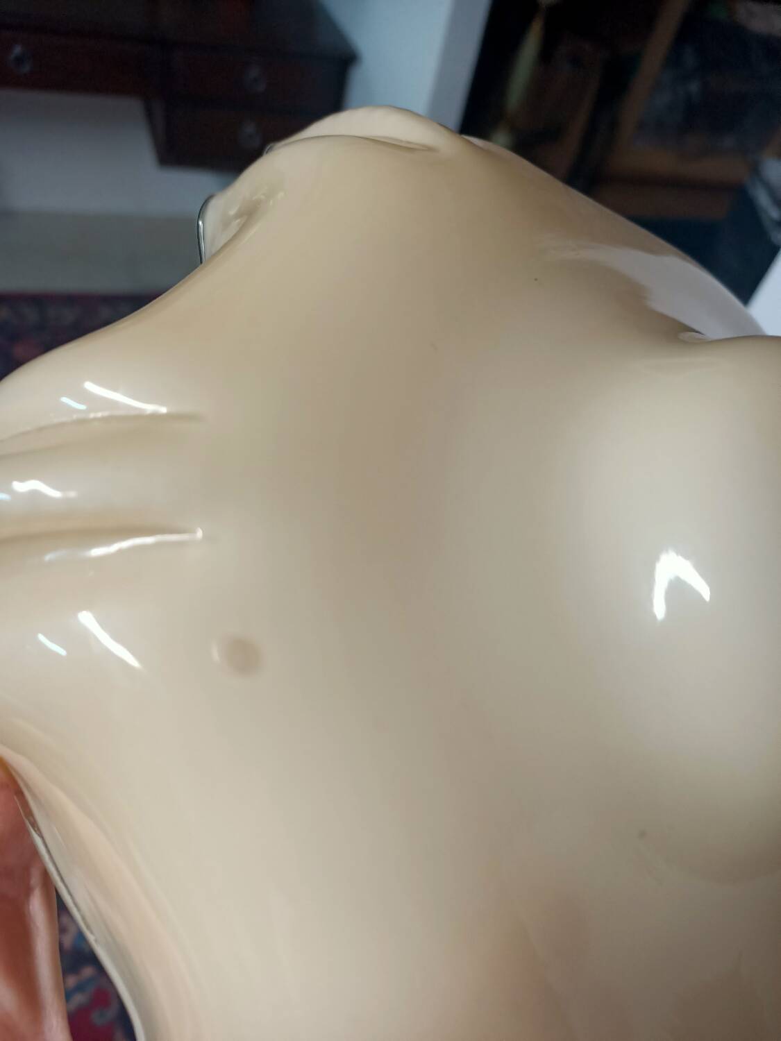 Beige opaline ceiling light in uraline