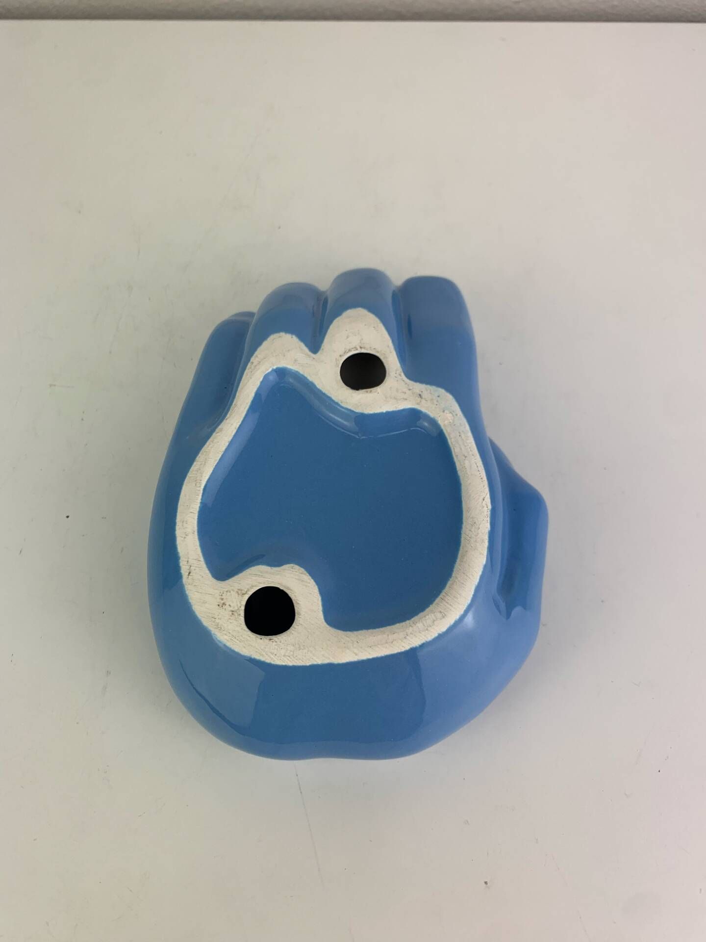 Blue ceramic hand dish, vintage