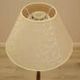 Danish floor lamp with wood and metal base, botanical fabric shade, 1960s