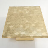 Table basse Belge en laiton gravé signée Christian Krekels 1970