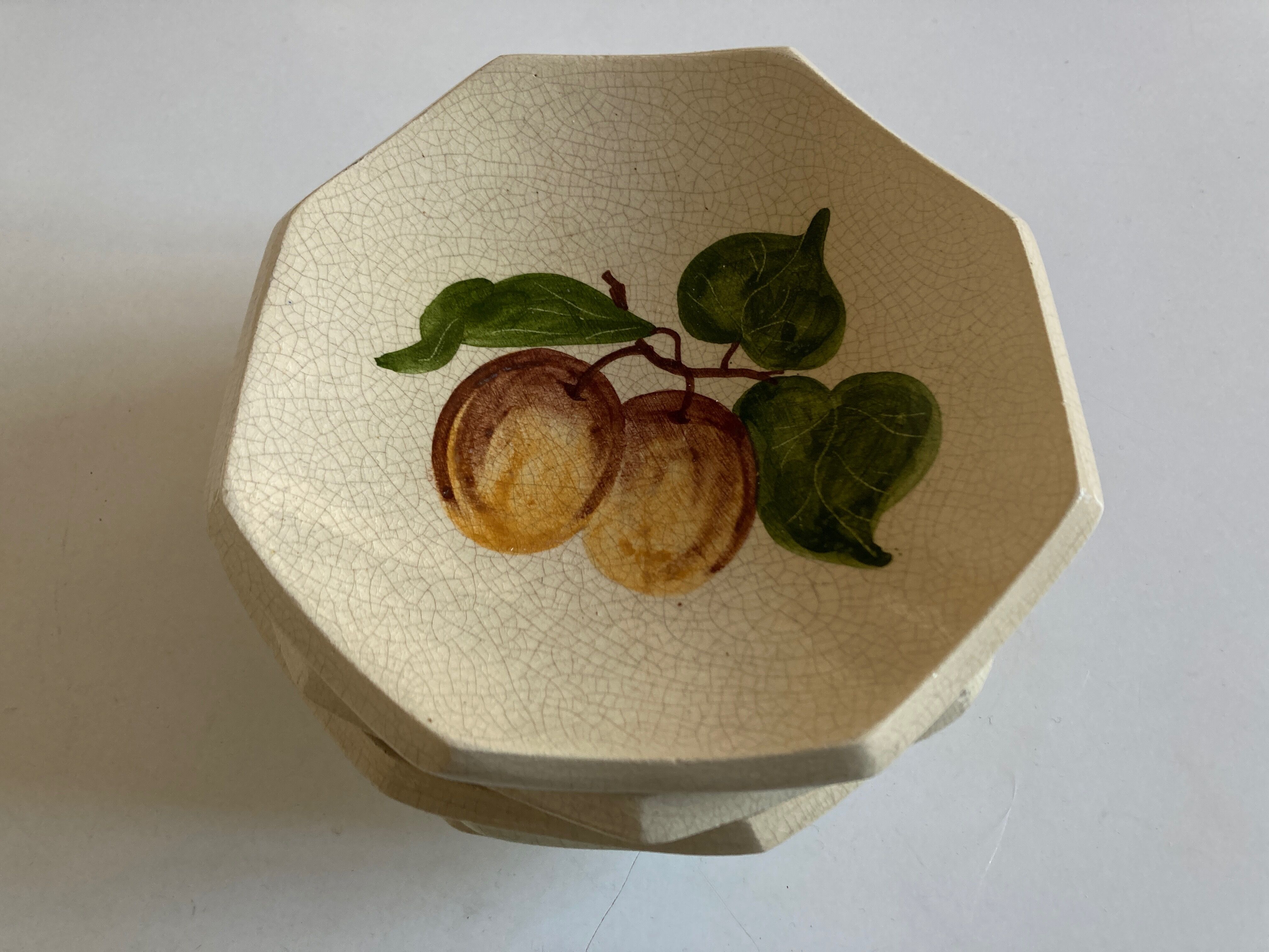 Set of 6 plates in mid-century fruit glazed clay