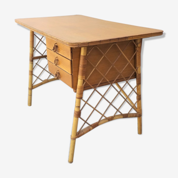 Louis Sognot rattan desk, 1950s