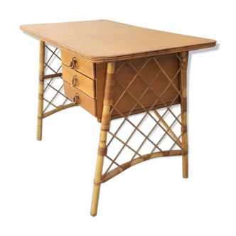 Bureau rotin Louis Sognot, années 50