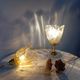 Hanging pendant light thick transparent draped and amber glass, vintage