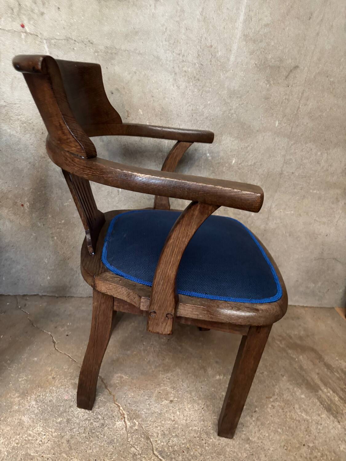 Pair of American bank armchairs in solid oak