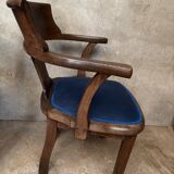 Pair of American bank armchairs in solid oak