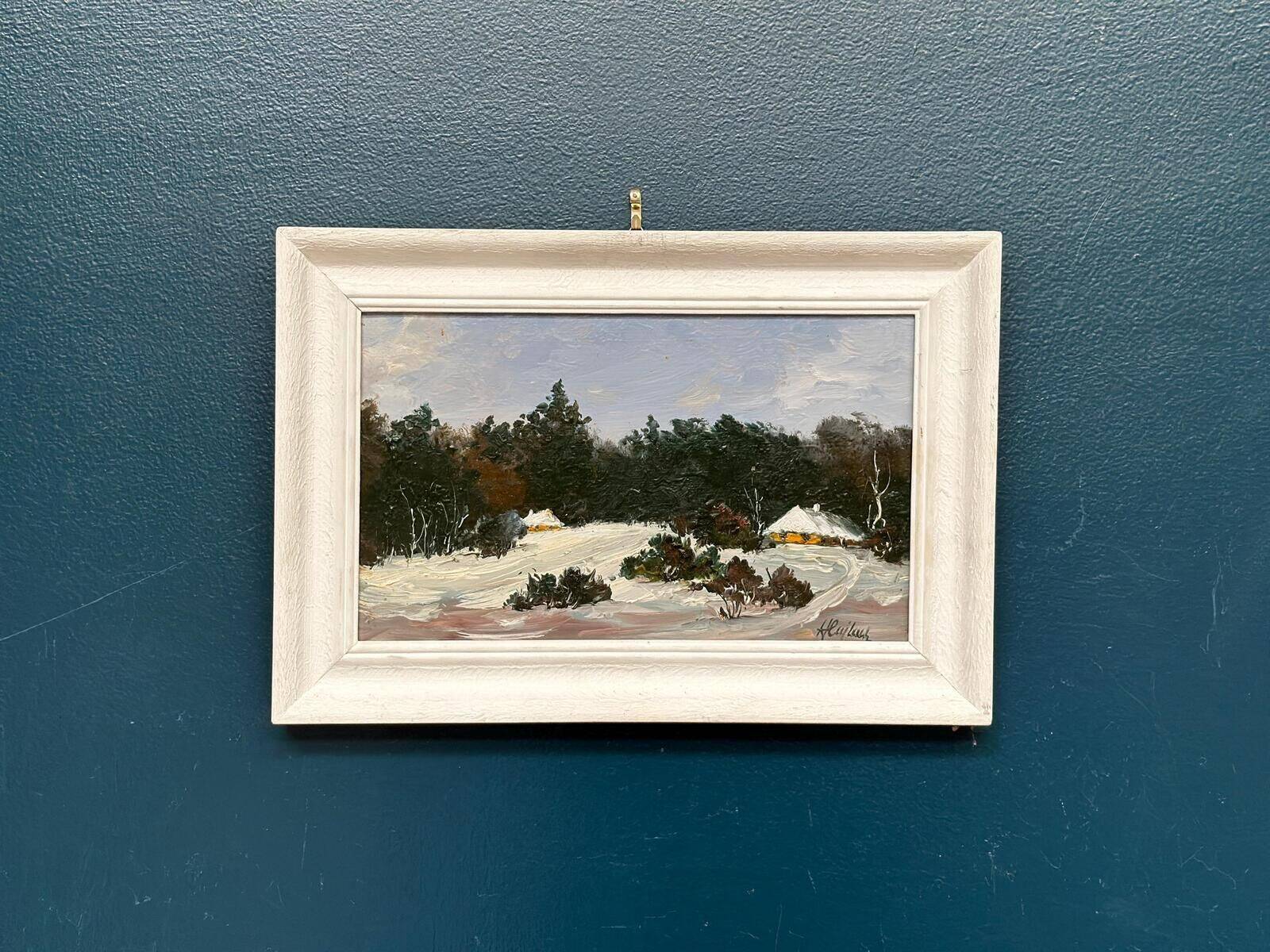 Huile sur panneau suédoise originale – « Paysage d'hiver » – Vintage et encadrée – 37 × 26 cm (14,6" × 10,2")