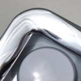 Square white ashtray Ico Parisi, chrome and melamine by Lamperti, Italy, 1970s.