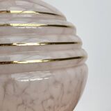 Vintage globe table lamp in pink Clichy glass
