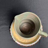 Vintage set of pitcher and saucer, Puisaye stoneware, 20th century