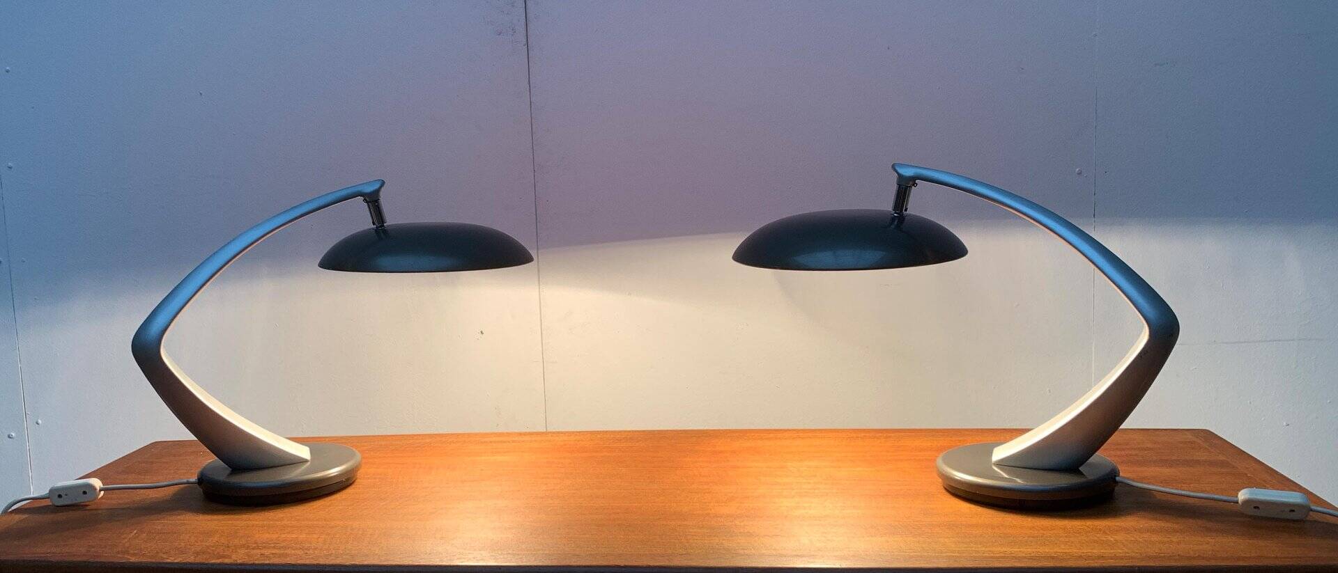 Space Age Boomerang table lamps by Luis Pérez de la Oliva for Fase, set of 2