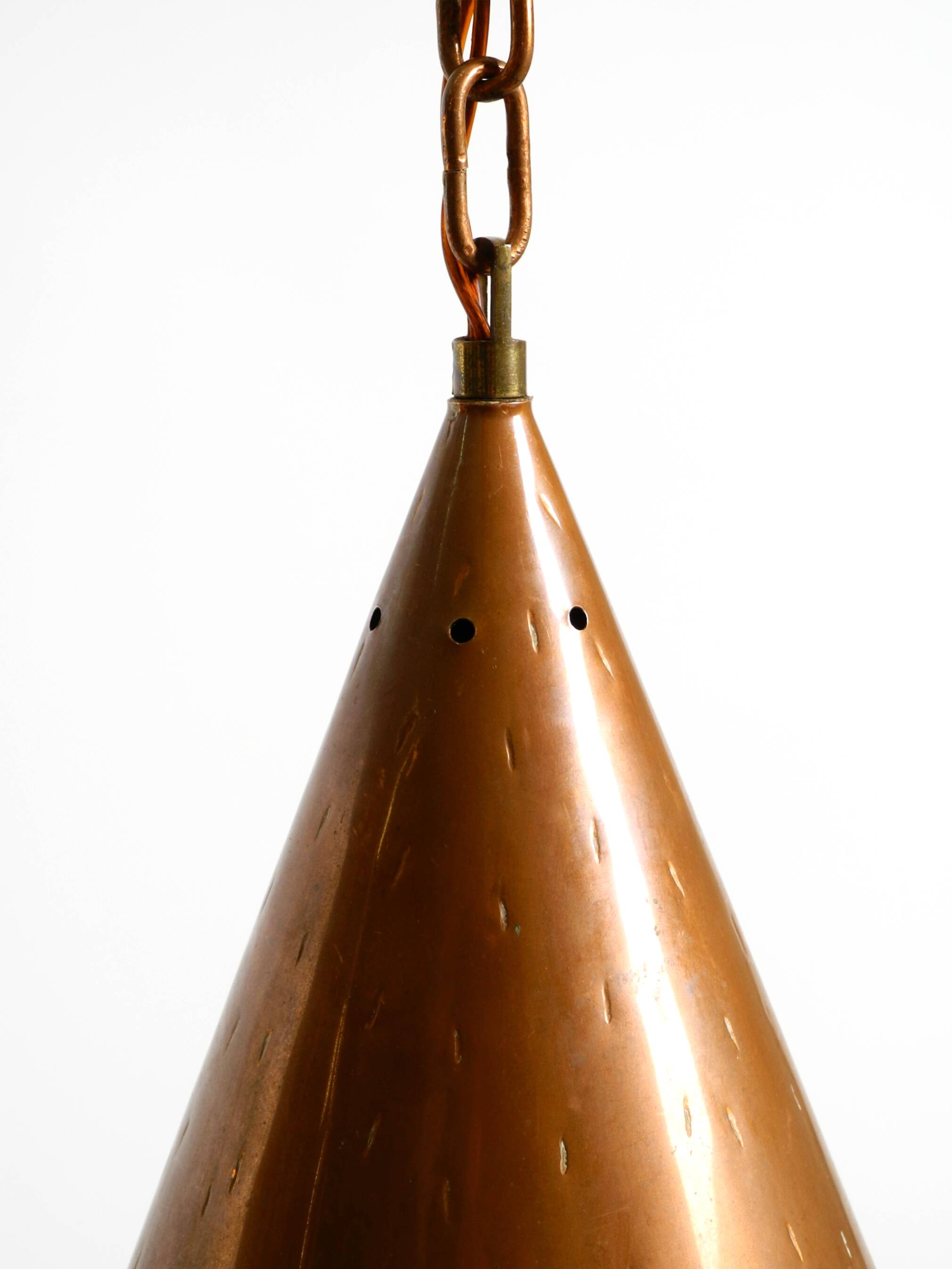 1960s cone pendant lamp in copper by th. valentiner copenhagen denmark