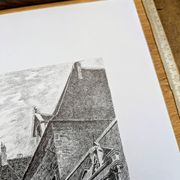 Hôtel-Dieu, Dole, Jura, vintage engraving, printed in 1950.
