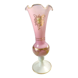 Opaline vase pink and white marquise