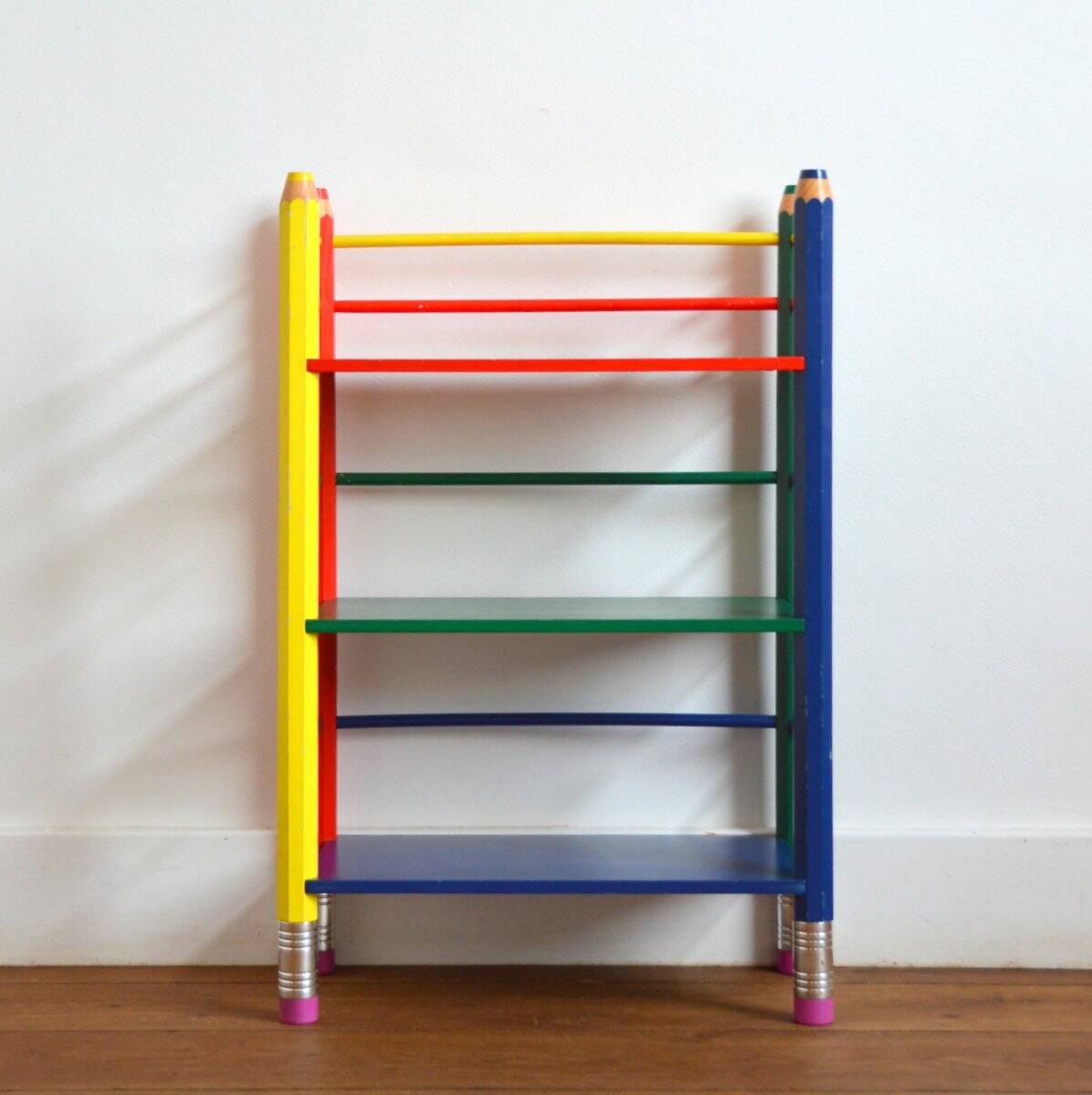 Pierre Sala pencil shelf on legs Clairefontaine collection 1980