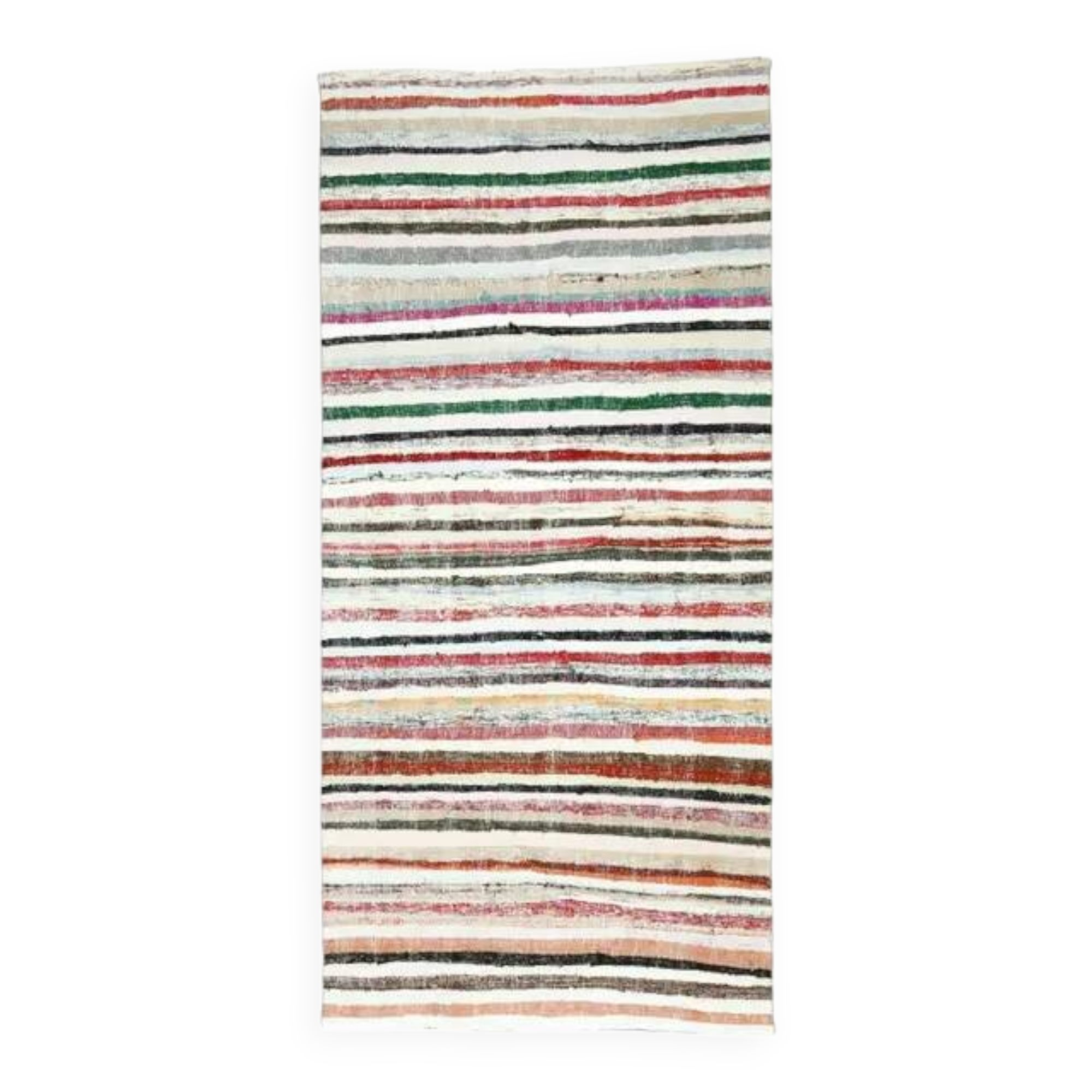 Vintage Turkish Oushak Handmade Cotton Pink Wool Kilim Runner Rug 136x291