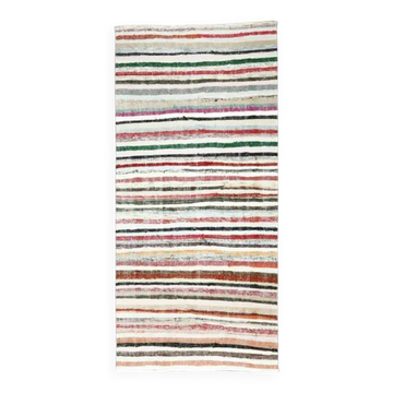 Vintage Turkish Oushak Handmade Cotton Pink Wool Kilim Runner Rug 136x291