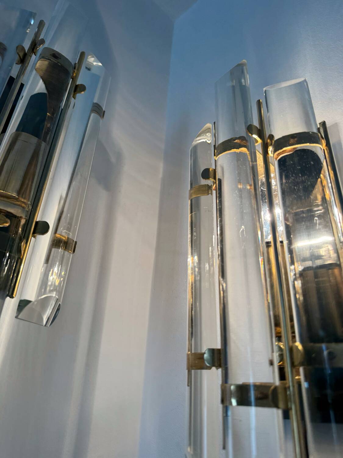 Crystal baguette wall lights from the 80s