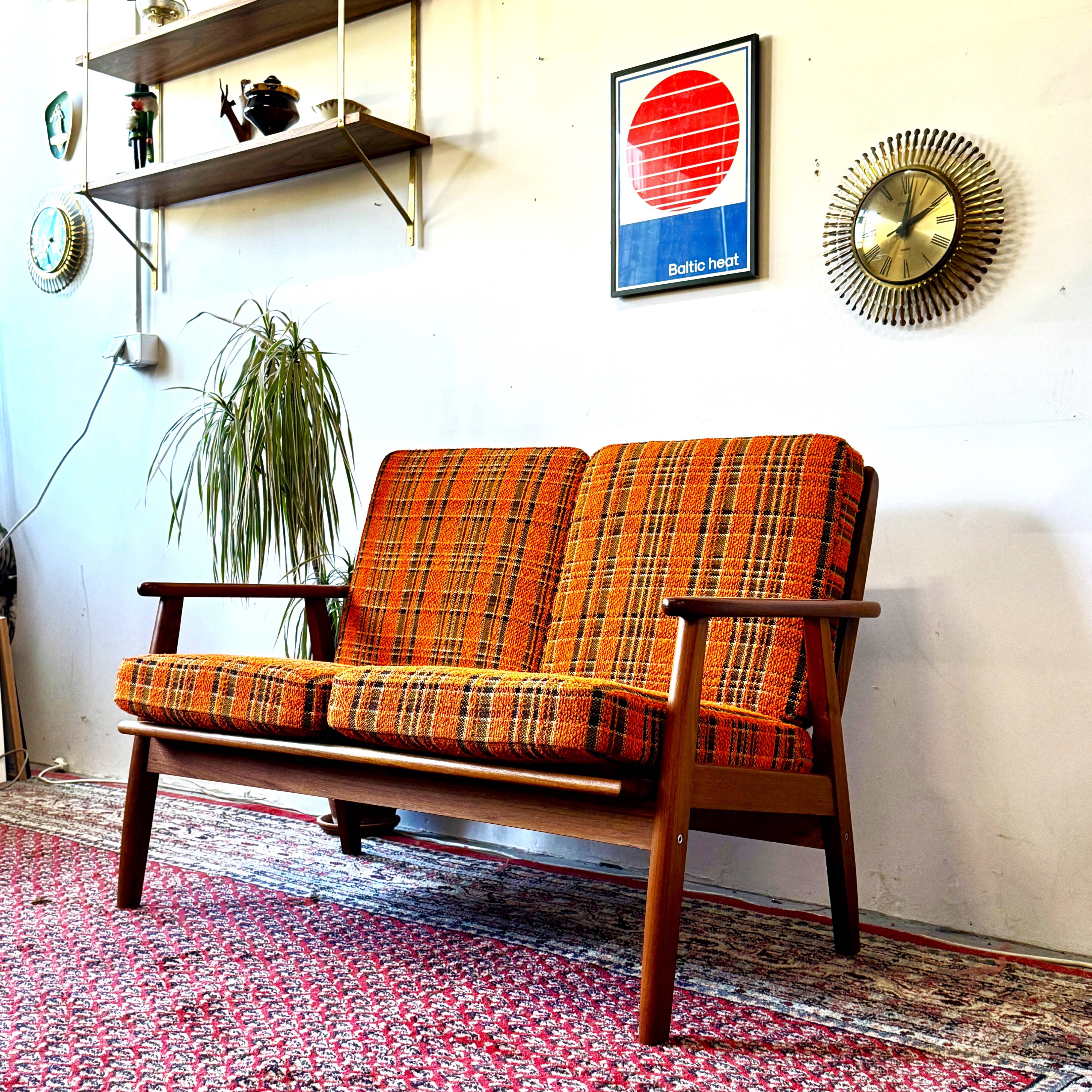 Teak and wool sofa, Denmark 60s/70s, vintage, mid-c modern