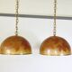 Italian design hanging lamps resin and leaves, 1970s 1980s