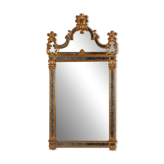 20th century Belgian Rococo-Venetian Mirror in Gilded Wood