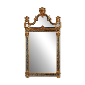 20th century Belgian Rococo-Venetian Mirror in Gilded Wood