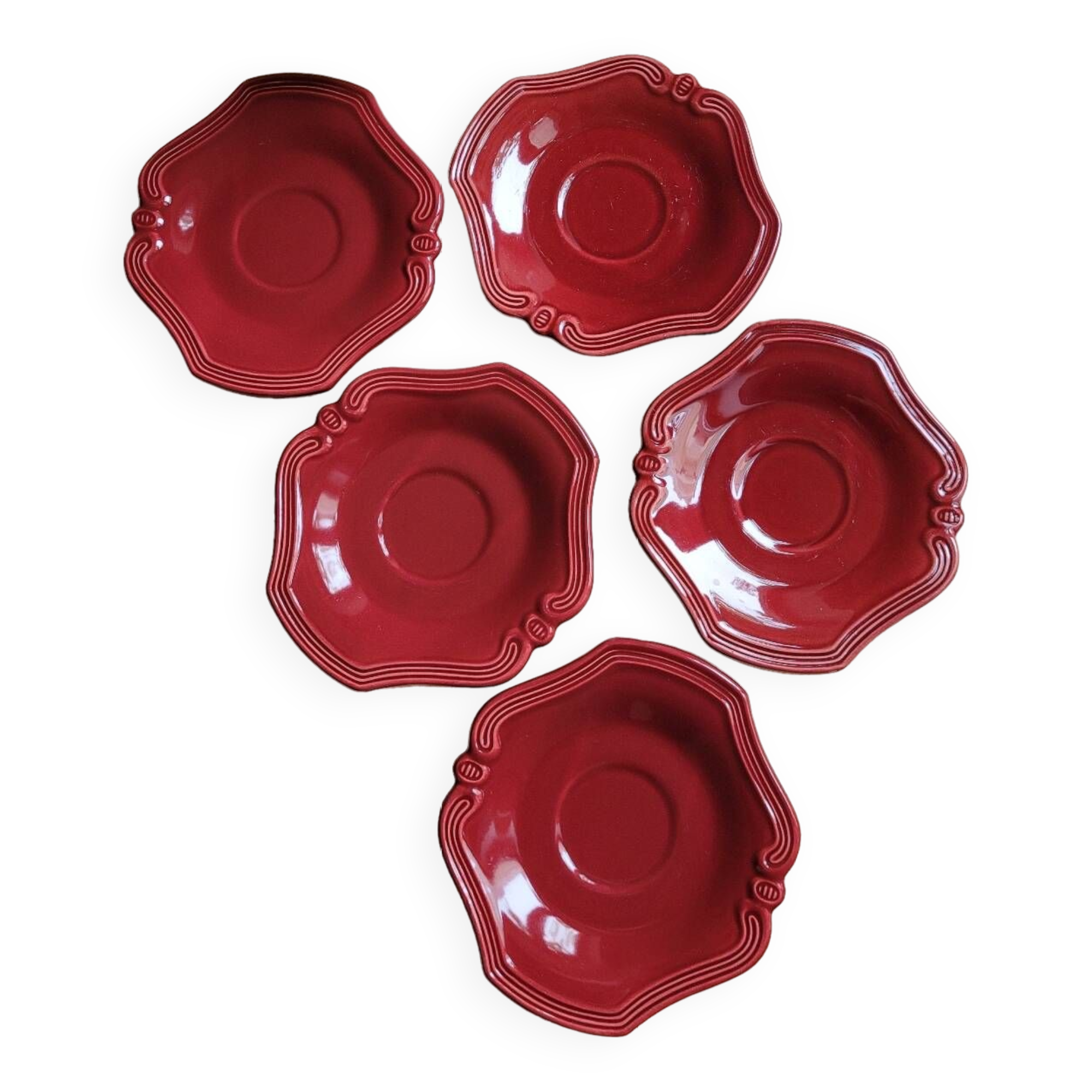 Set of 6 Provencal Earthenware Saucers Poët-Laval