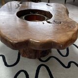 Solid wood tree trunk coffee table