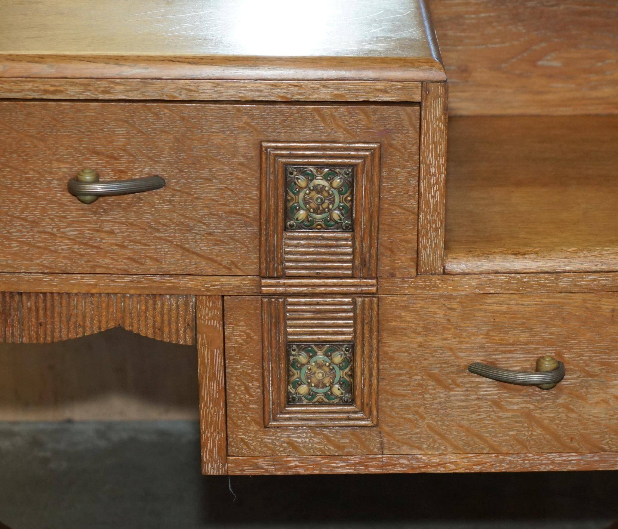 Art Deco whitewashed oak dressing table with Heal's stool.