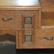 Art Deco whitewashed oak dressing table with Heal's stool.