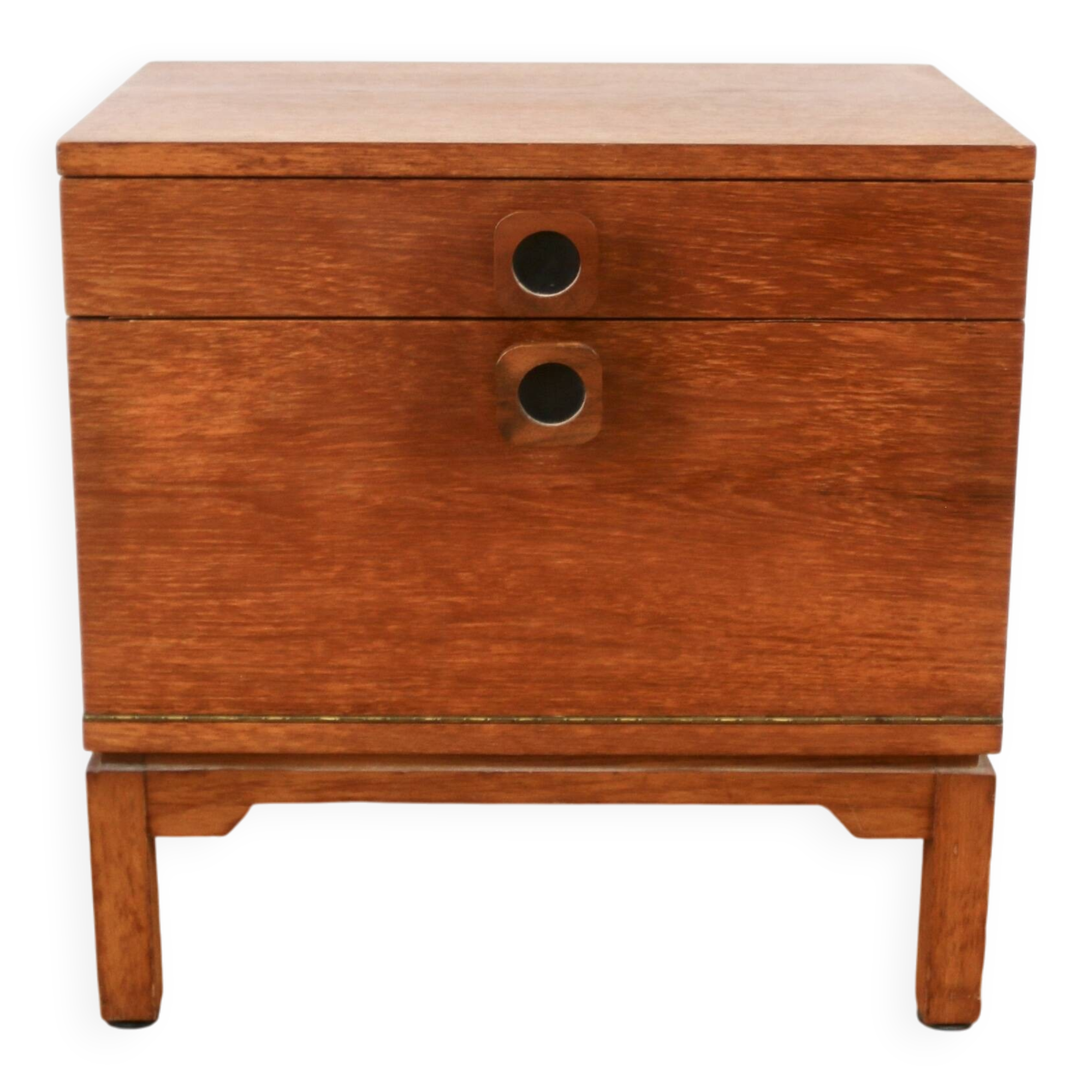 Vintage modernist oak bedside table 1960