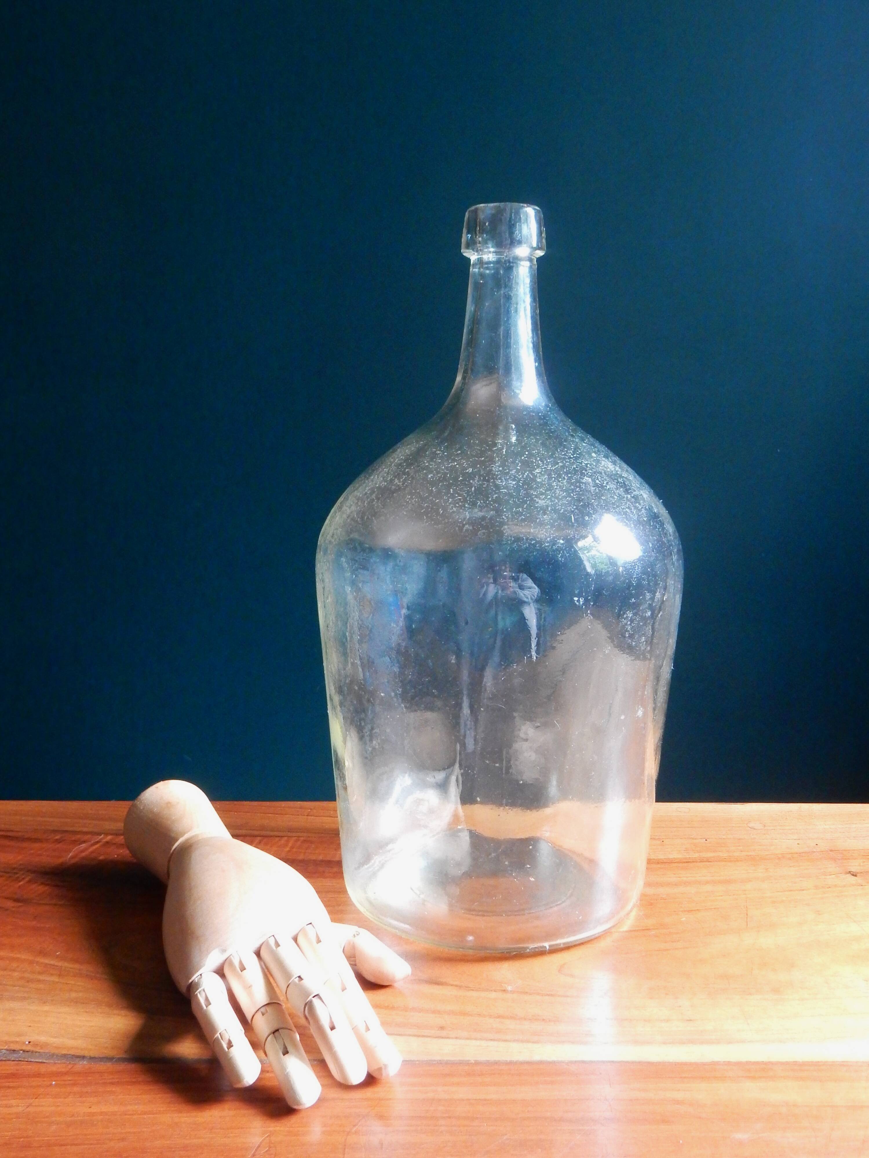 Demijohn in clear colorless glass