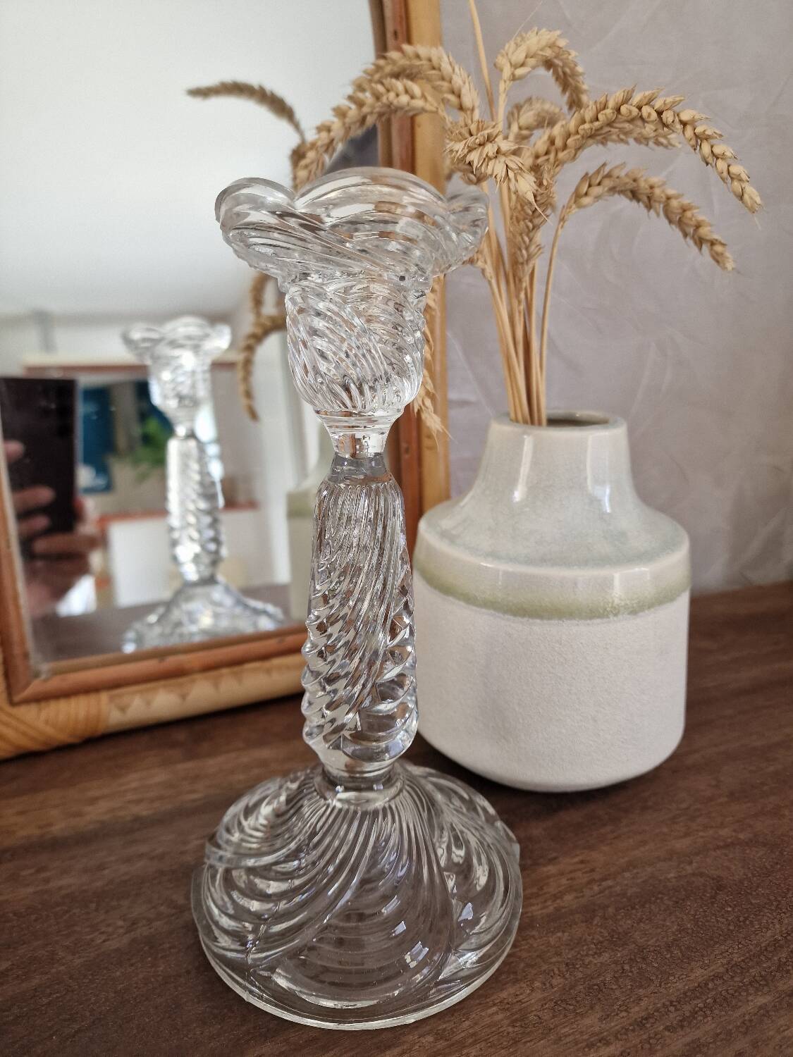 Molded glass candle holder