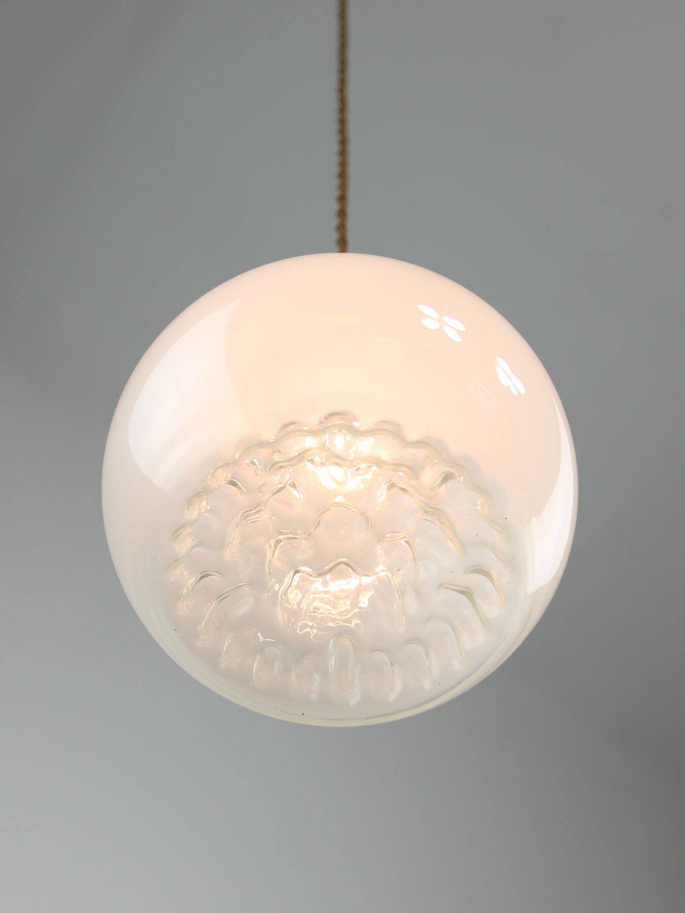 Mid-Century Italian Chrome and Murano Glass Pendant Lamp
