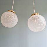 Art Deco satin glass pendant/lamp (5 available)