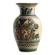 Large Provençal vase with beige background, green, blue and brown decoration of stylized plants