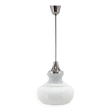 1970s Chrome & Milk Glass Pendant Light, Czechoslovakia