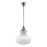 1970s Chrome & Milk Glass Pendant Light, Czechoslovakia