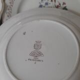6 dessert plates floral and golden decoration - Model Printemps de Digoin - circa 1950
