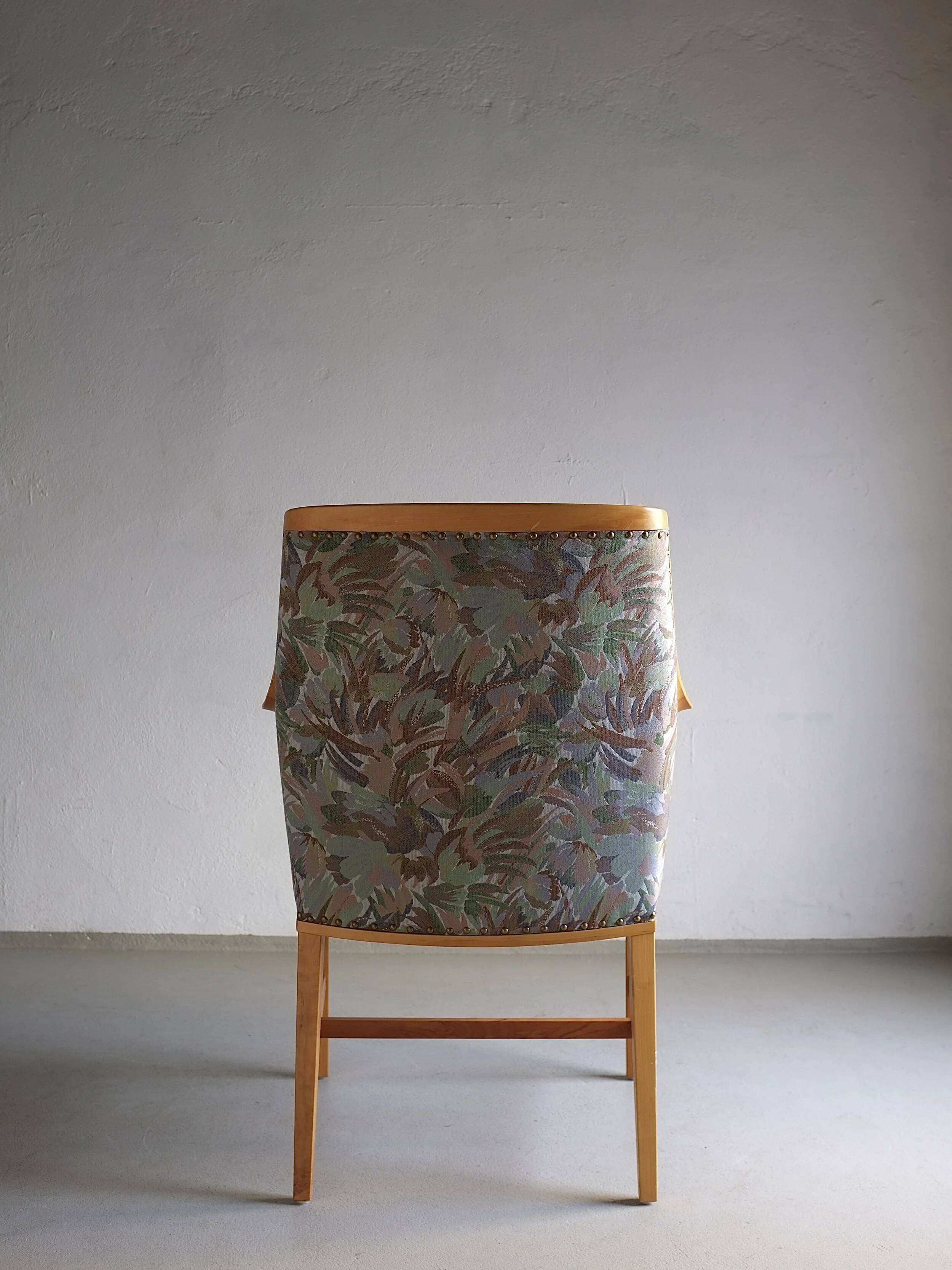 Swedish Grace floral birch wood armchair