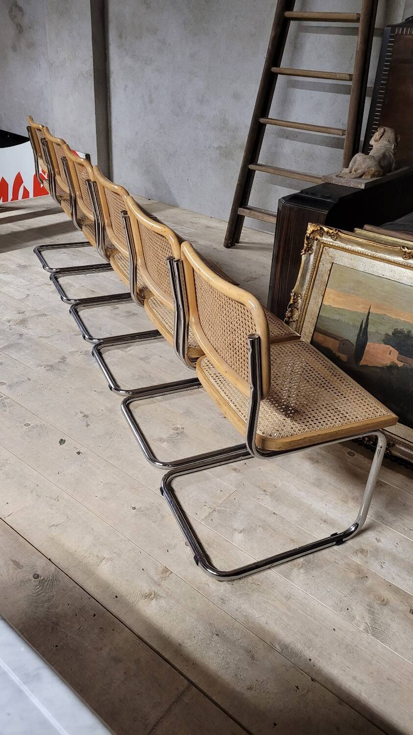 Set of 6 B32 chairs Marcel Breuer Italy design -1970s