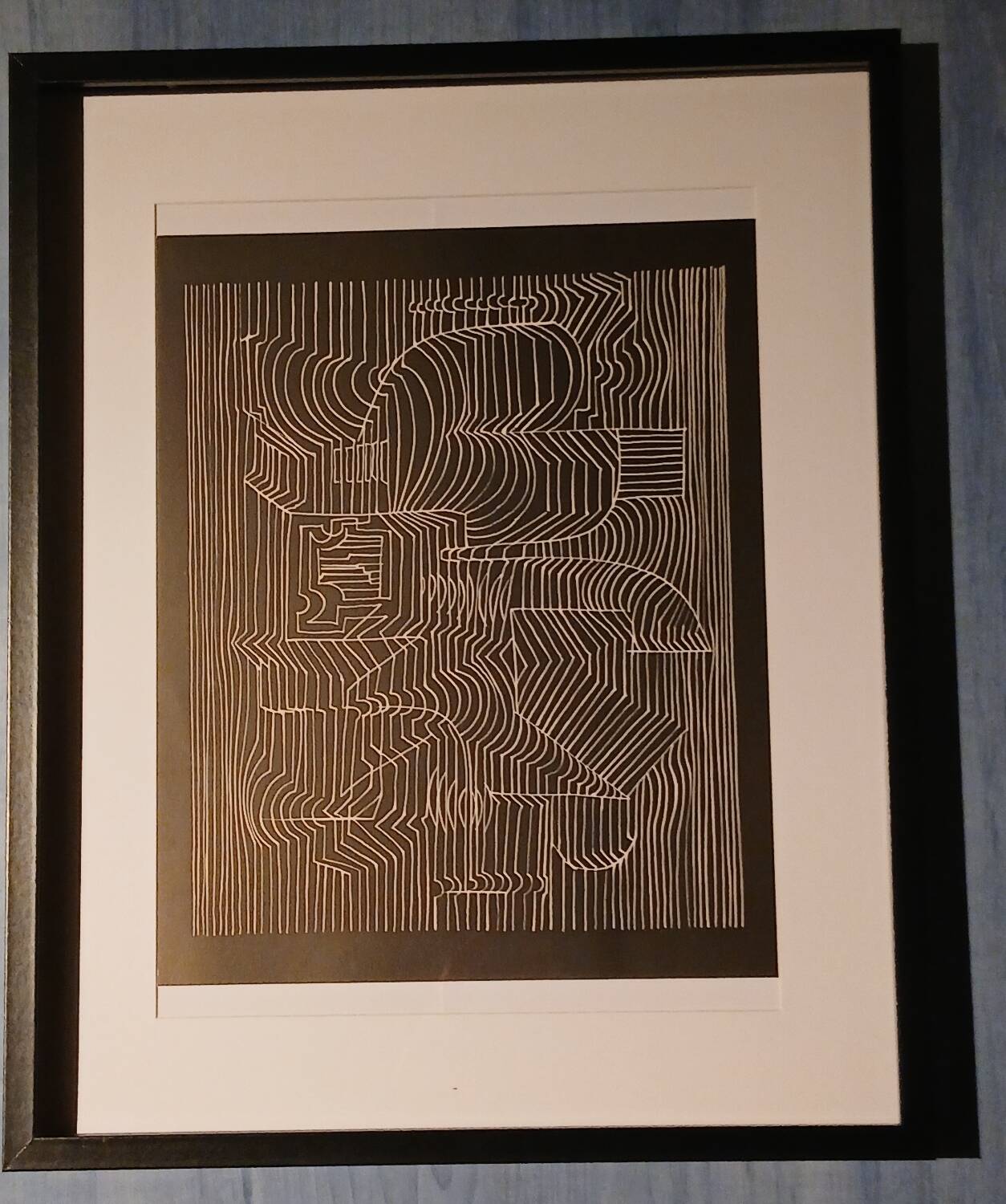Tableau Vintage Art Optique - Victor Vasarely - Frame 50x40cm