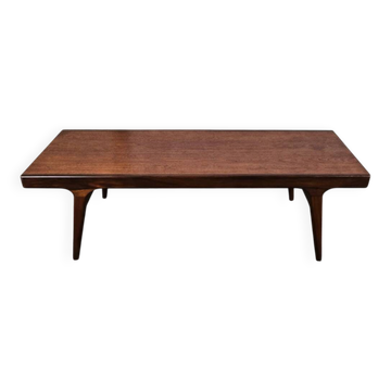 Teak coffee table with opening and drawer by Johannes Andersen for Uldum Møbelfabrik, Denmark, 1960.