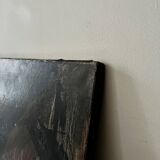 contemporary painting on canvas signed, mixed technique art brut, 1954