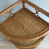 Vintage rattan corner shelf