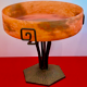 Art deco pâte de verre signed lorrain with wrought iron base, dlg by majorelle