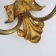 Pair of Italian wall lights with 2 gold leaf gilded arms. 70s 80s