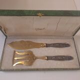 Fish service in its silver and gilded metal Art Nouveau box