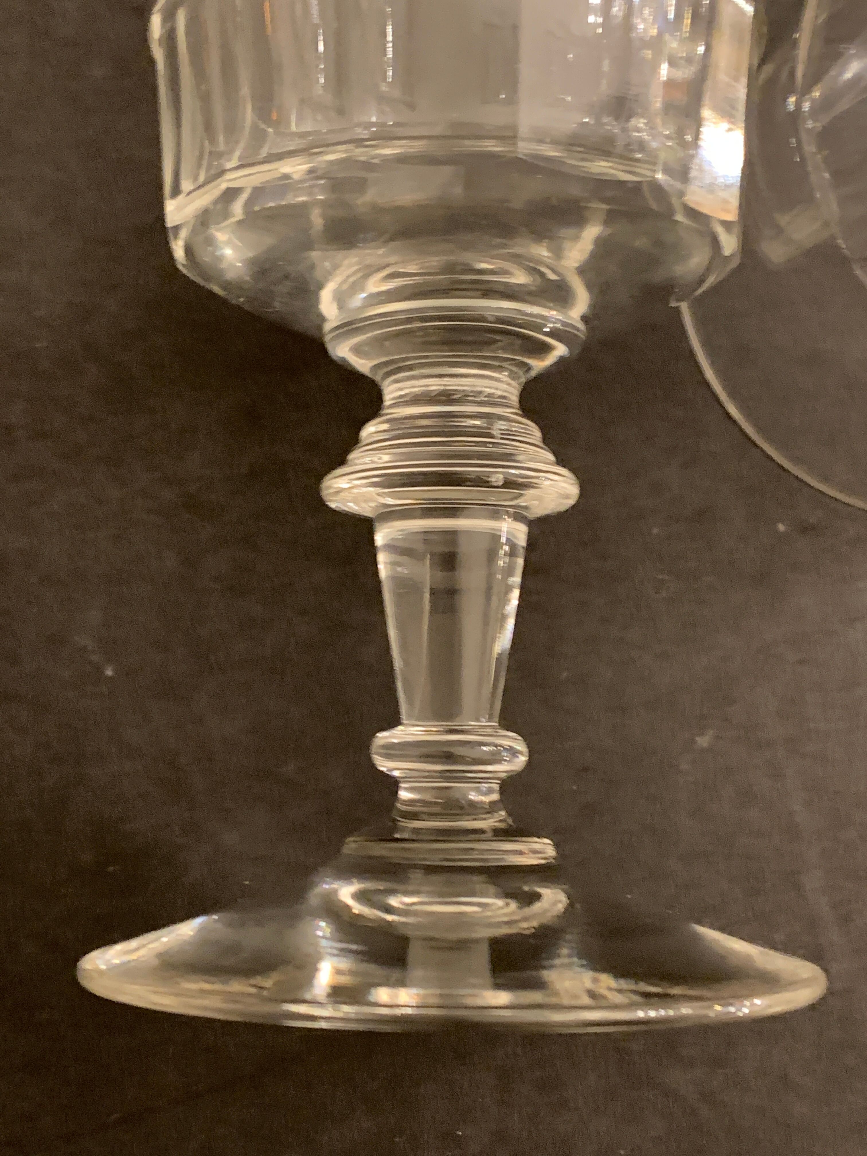 8 old blown glasses, with cut sides, Mirabeau model from Baccarat
