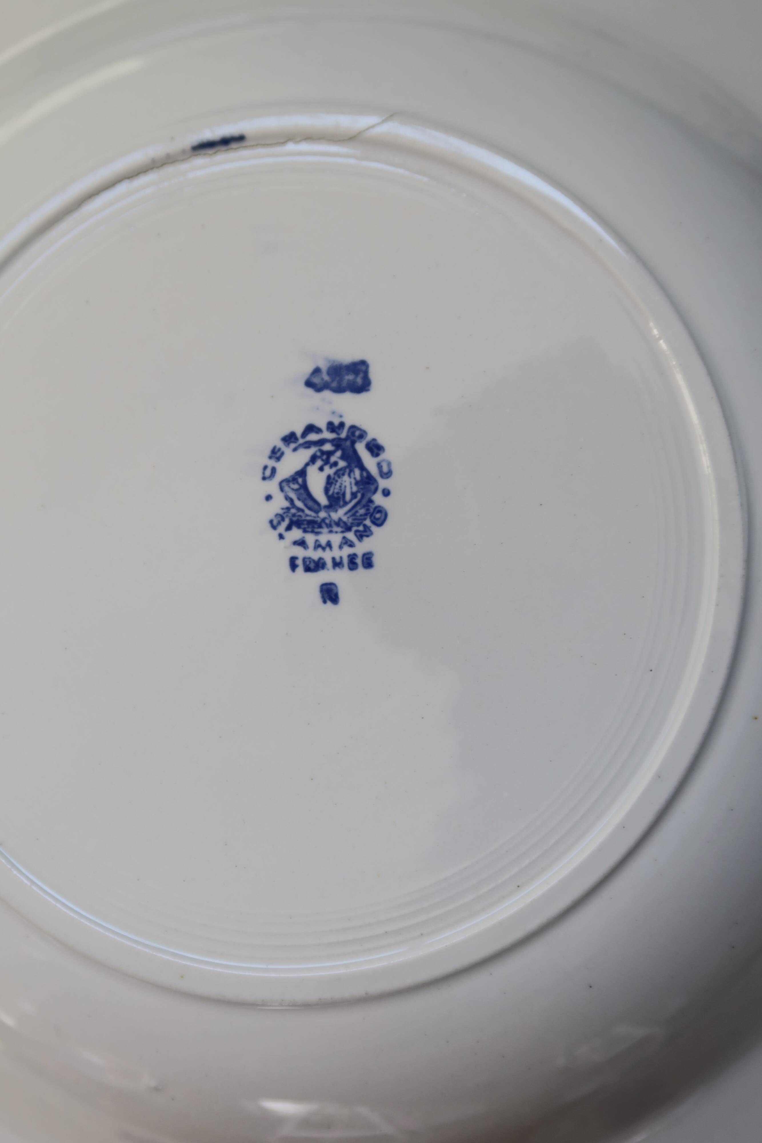 4 vintage Céranord Saint Amand soup plates — White earthenware with floral decor